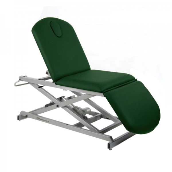 Camilla eléctrica: tres cuerpos, tipo sillón, con subida recta sin desplazamiento lateral, con portarrollos y tapón facial (dos modelos disponibles)